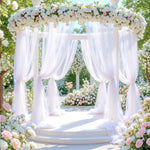 rideau decoration mariage blanc semi transparent 160cm largeur variable romantique echangement
