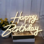 lampe néon happy birthday blanc moderne acrylique alimentée usb réglable fête anniversaire
