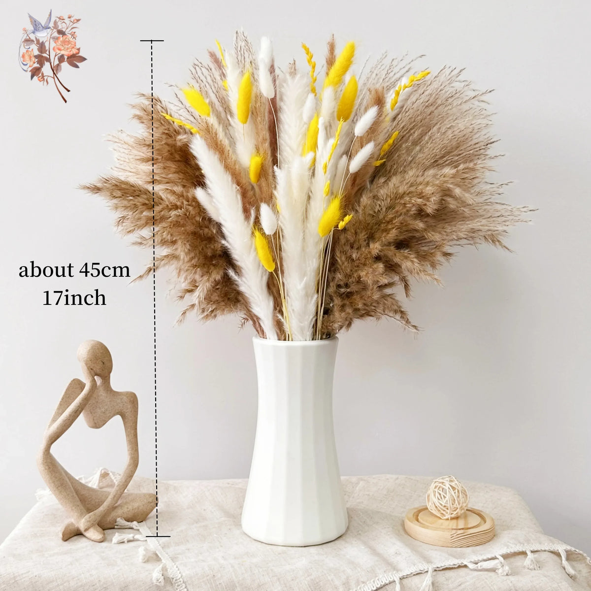 décoration maison bouquet fleurs séchées pampas bunny tail naturel rustique anniversaire mariage