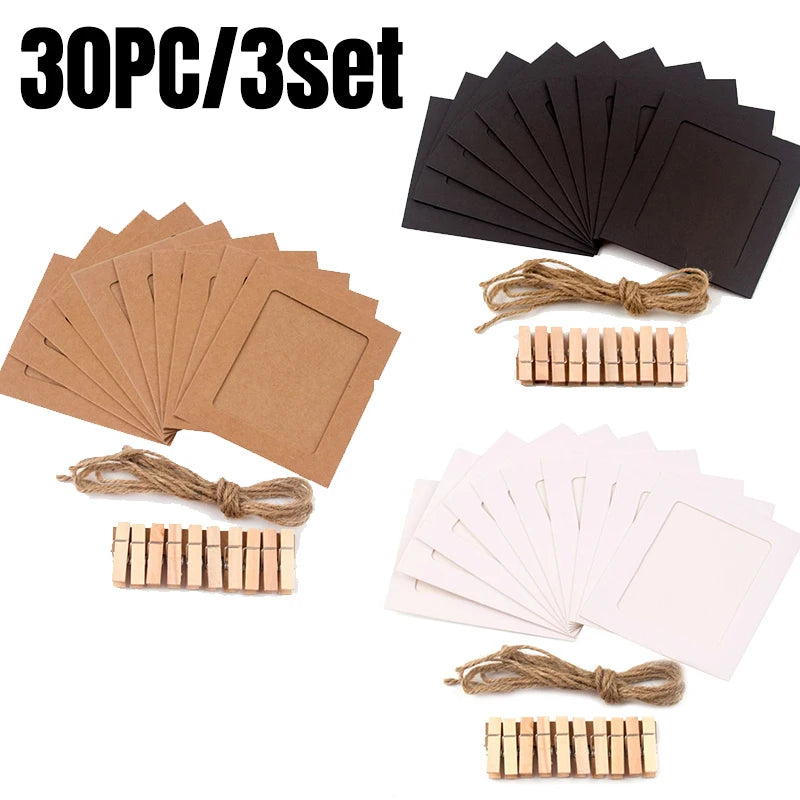 cadres photo bohèmes papier colorés pinces corde jute scrapbooking décoration maison festive