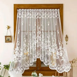 rideau floral dentelle polyester blanc translucide vintage champêtreextérieur fixe single panel
