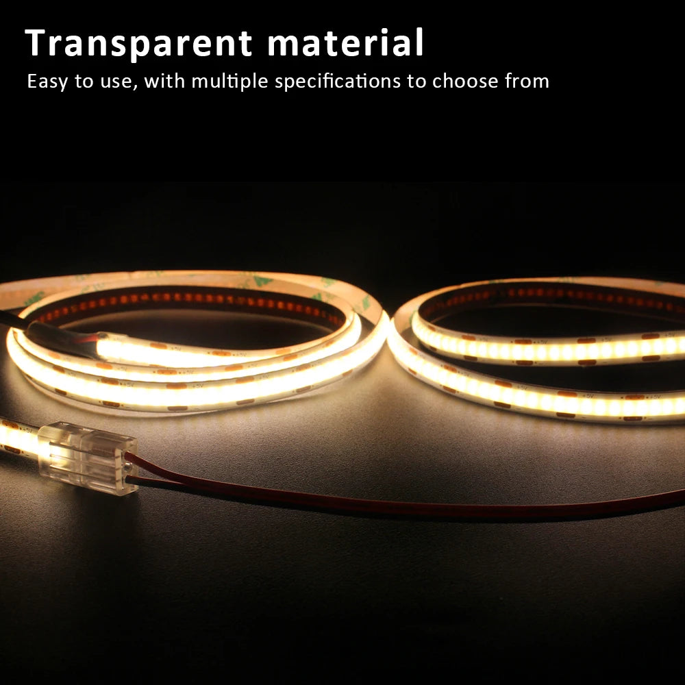 connecteur led transparent sans motif cob smd clip fixation câble raccordement pragmatique ip20 ip65