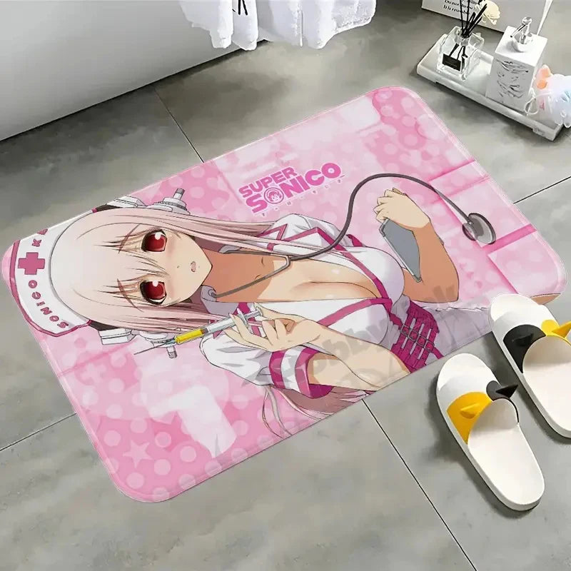 tapis sol antidérapant polyester anime rose motifs géométriques moderne salon chambre coucher