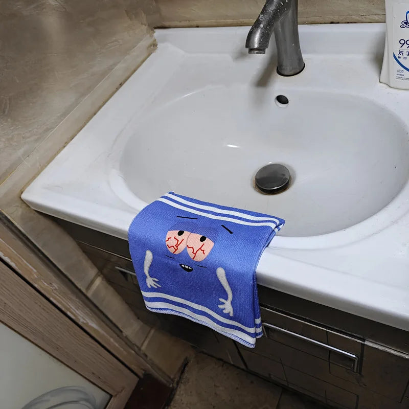 serviette rapide bleu blanc dessin animé rayures coton polyester machine rapide absorption fantaisie