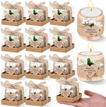 bougies poser blanc motif papier kraft fleurs blanches étiquette cœur rustique mariage remerciement 12