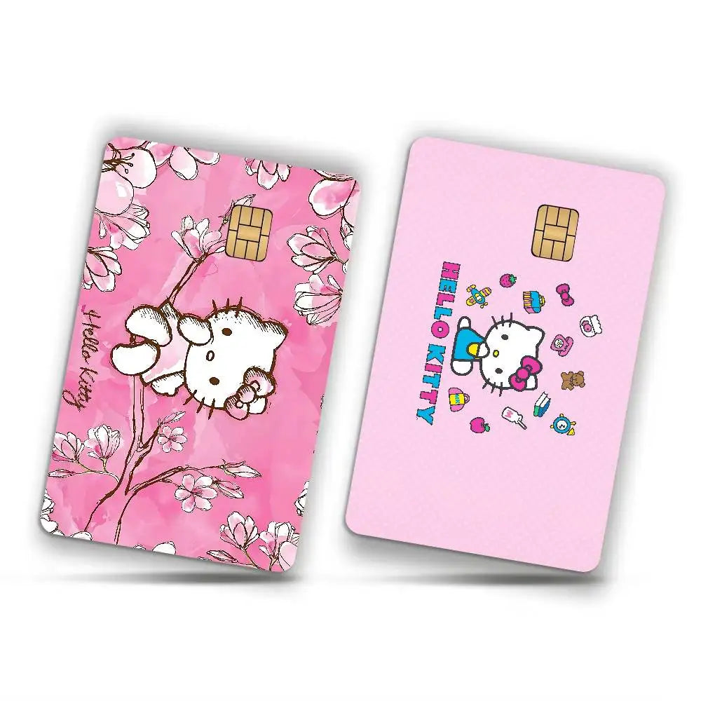 autocollants carte credit dessin anime fleurs cerisier pp paper waterproof réutilisable roseclair oneunit