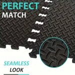 tapis sol noir texture géométrique moderne 10mm épaisseur pvc antidérapant 16 pièces