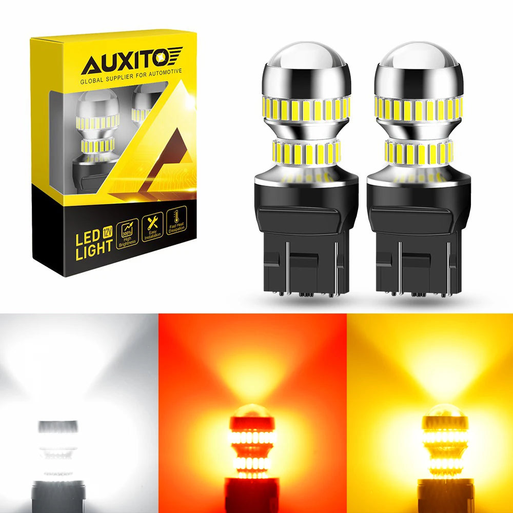 ampoules led blanc rouge jaune 12v 2400 lumens t20 7443 w21w projecteur stop signal