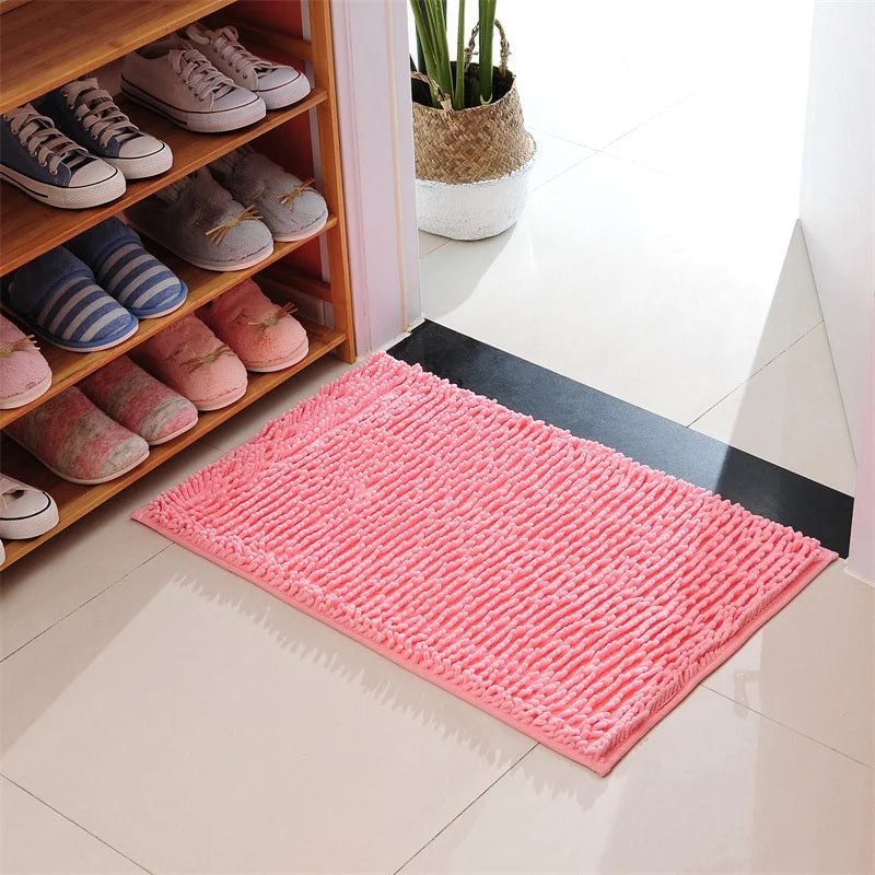 tapis bain chenille moderne gris peluche absorbant durable salle bain