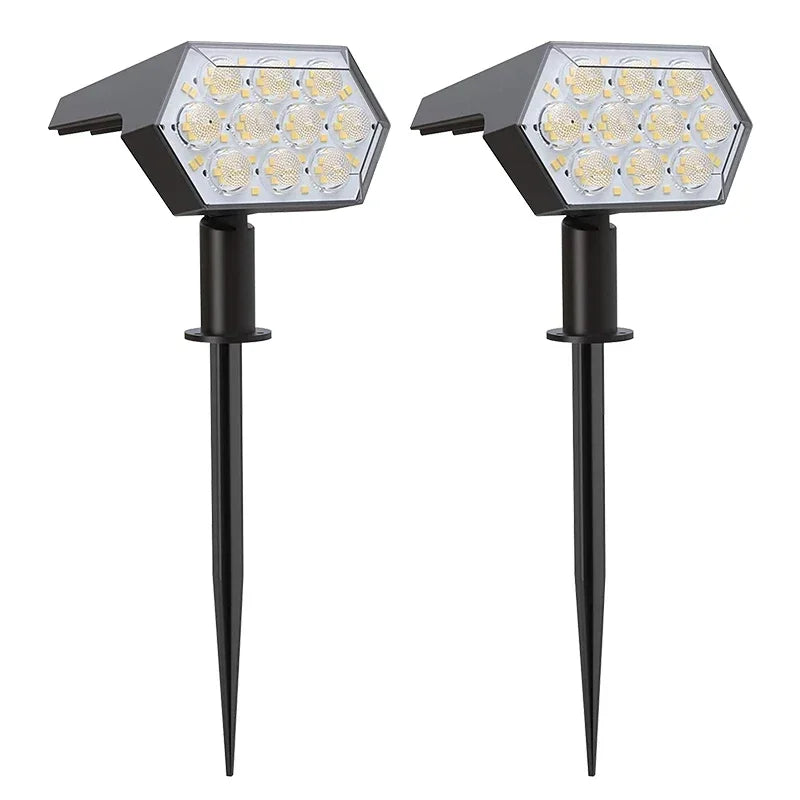 spots solaires led rechargeables ip67 moderne noirs hexagonaux autoinstallationextérieur 810h