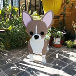 cache pot chien forme cartoon blanc beige marron noir rose vert détails visage plante