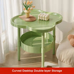 table d'appoint moderne petite table basse double couche plastique blanc vert noir minimaliste
