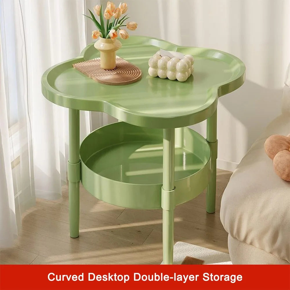 table d'appoint moderne petite table basse double couche plastique blanc vert noir minimaliste
