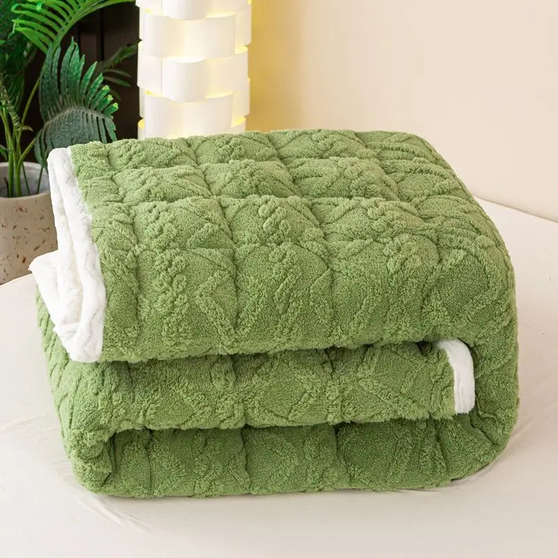 couverture automne hiver polyester vert clair motif géométrique douce adhésifs lits simples épaisses réglables