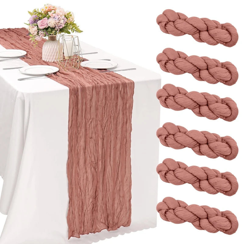 nappes longues décoratives plissées couleurs lilas rose beige semi transparentes romantique table runners