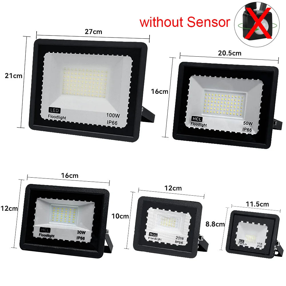 projecteur led 220v 10w 20w 30w 50w 100w ip66 étanche moderne noir sensor rotation