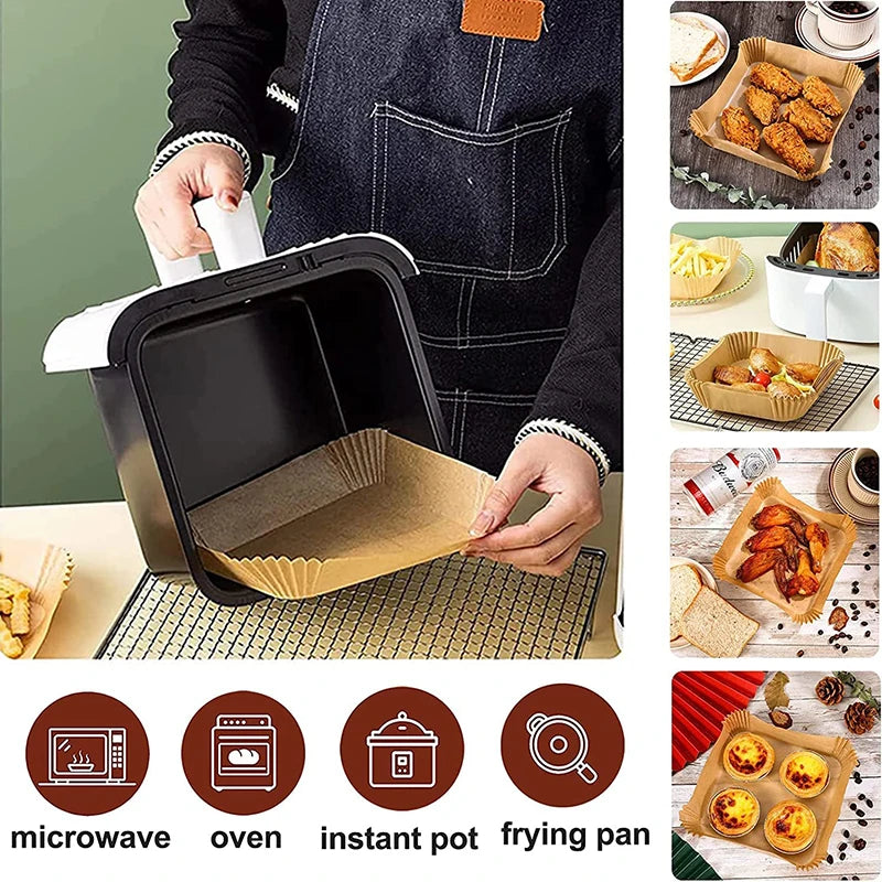 tapis cuisson papier kraft marron plissé adhésif friteuse air cuisine