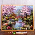 broderie paysage fleurs feuilles multicolore artisanal toile coton fil aiguille guide couleurs échantillons