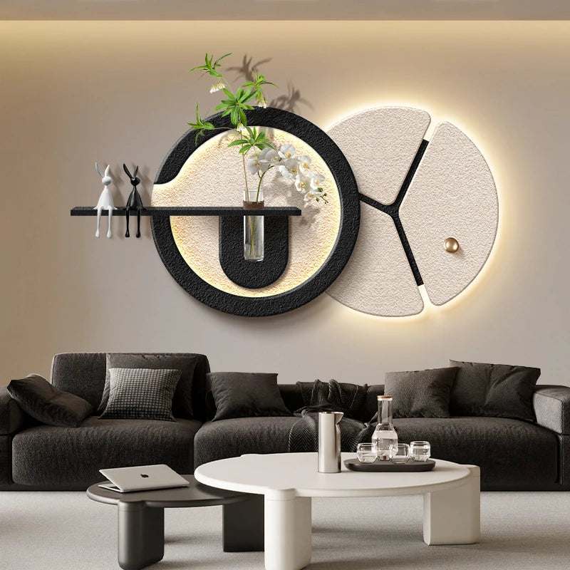 Cadre mural contemporain minimaliste adhésif support mural vase verre fleurs artificielles figurines papillons noir