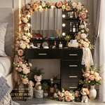 meuble coiffeuse miroir led éclairage réglable noir blanc rose beige