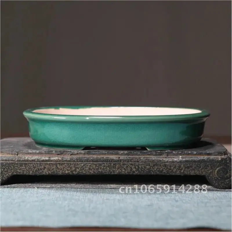 bassin bonsaï porcelaine blanc vert classique glazed desktop flower plant chinese ceramic