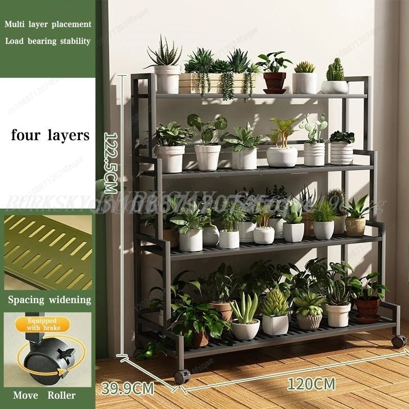 étagère roulettes blanc moderne niveaux support plantes intérieur extérieur assemblage métal