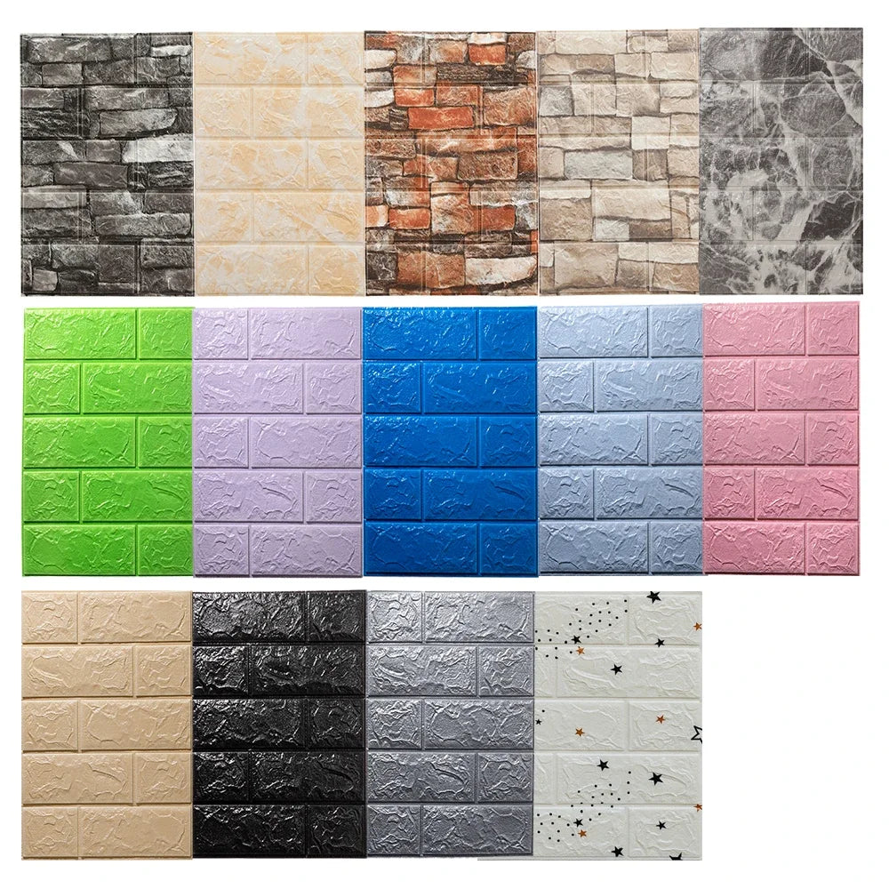 panneaux decoratifs murals adhésifs brique pierre marbre moderne rustique beige gris bleu rose vert