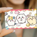 autocollants carte credit dessin anime kawaii motifs alimentaires bordures colorées