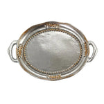 Support bijoux ornements dorés bordure perlée blanc doré classique vintage boucles oreilles anneaux collier