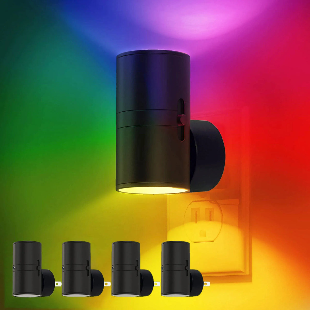 veilleuse led murale noire moderne flux lumineux faible prise murale certifiée ul rohs cem