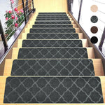 tapis antidérapant escalier motif patchwork coton duveteux adhésif moderne noir beige