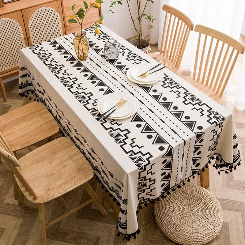 Nappe géométrique moderne coton polyester table basse extérieure hiver printempsété automne