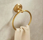 accessoires salle bain doré porte serviettes crochet classique finition antique fixations murales ensemble quincailleries