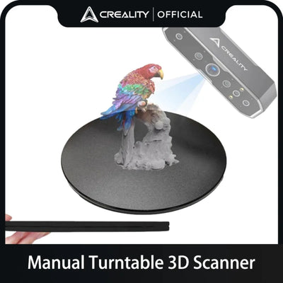 Plateau tournant manuel rouge pour scanner 3D sur fond blanc