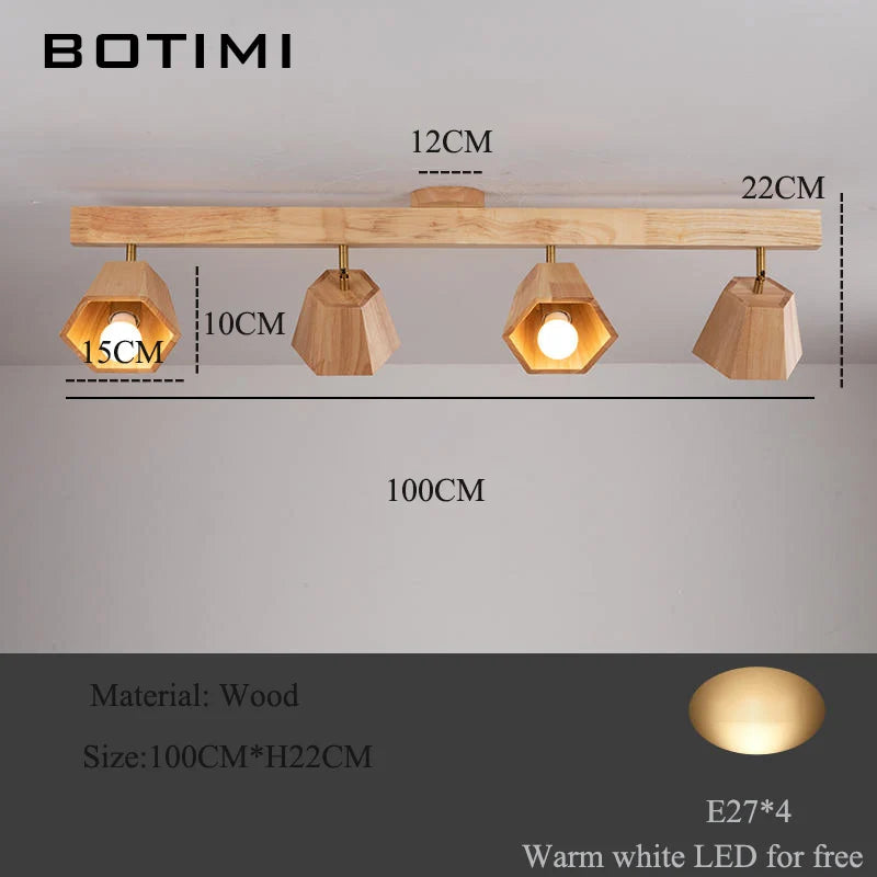 spots lumineux bois massif led moderne finition brillante éclairage quotidien murale 220v scandinave