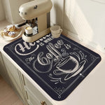 tapis cuisine noir décoratif espresso séchage vaisselle antidérapant absorbant moderne table
