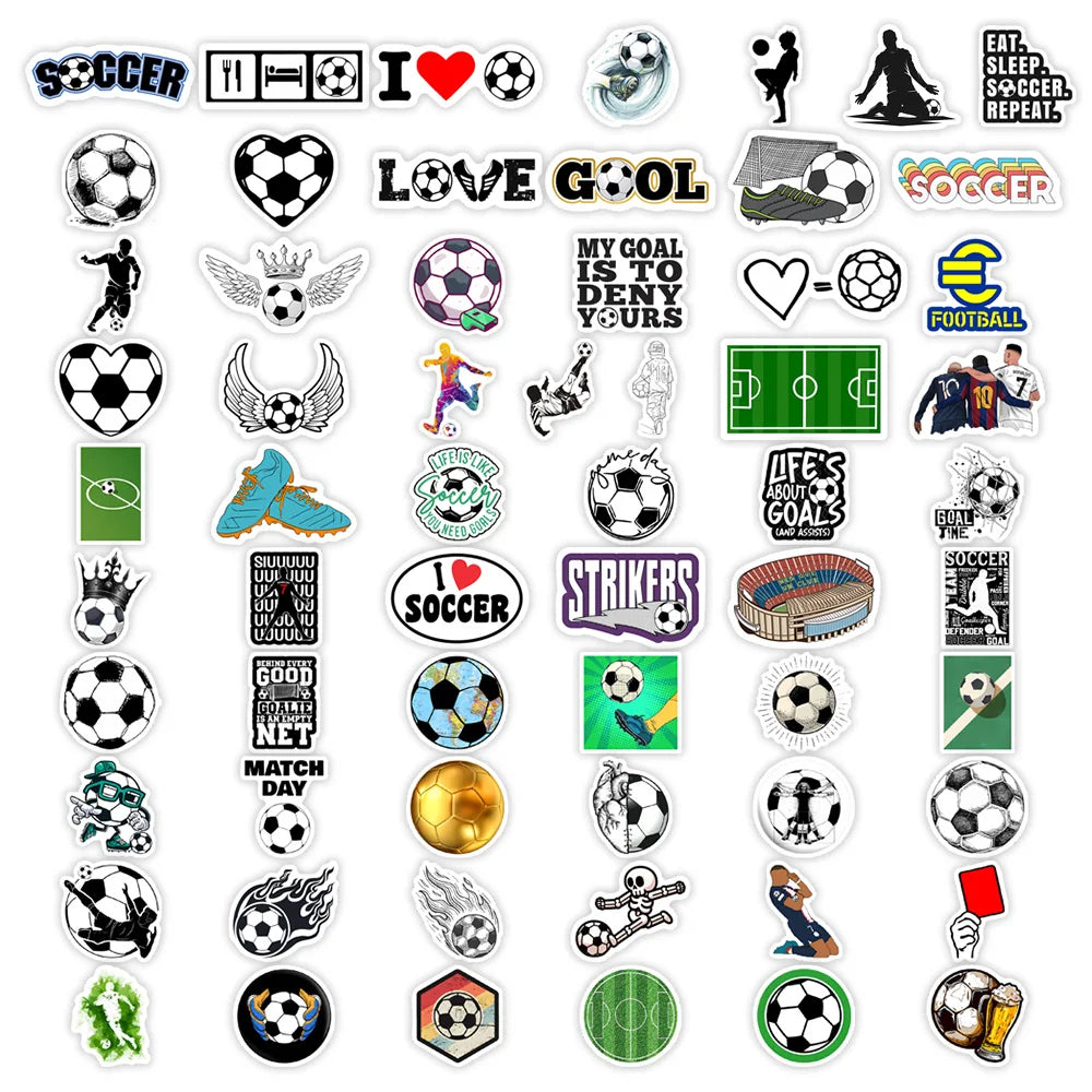 stickers football graphiques couleurs noires blanches vertes rouges bleues jaunes grises adhésifs sportifs physiques