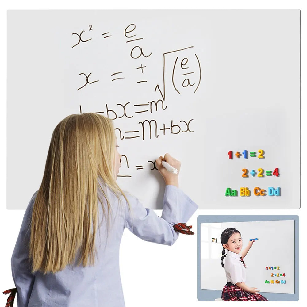 tableau blanc magnétique adhésif lettres chiffres formes géométriques effaçable moderne 45x60cm