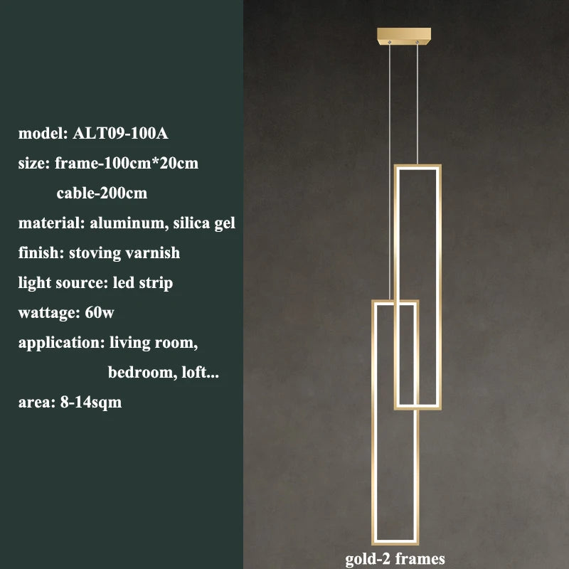 suspension lumineuse moderne rectangle blanc doré lumière chaude neutre led chambre salon
