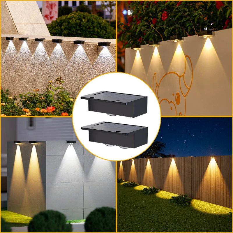 applique murale solaire moderne led noire ip65 extérieure jardin clôture