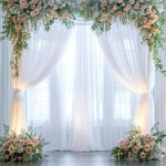 rideau tulle transparent blanc plissé élégant romantique mariage festivité tringle