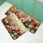 tapis sol antidérapant fleurs colorées moderne vert foncé bleu clair blanc absorbantintérieur chambre cuisine