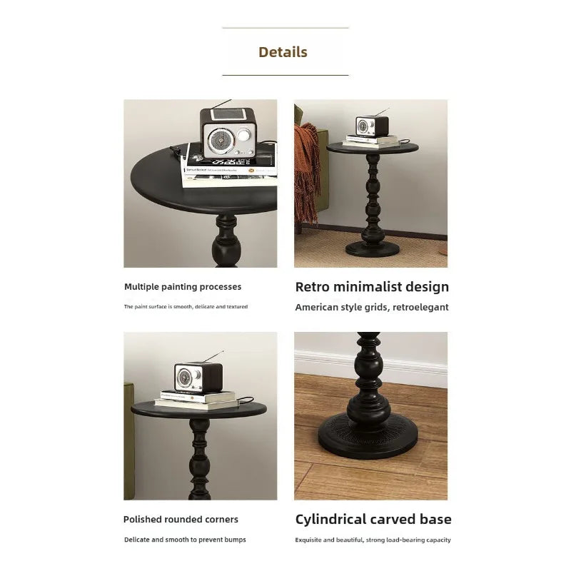 table basse rétro noire blanche nordique diamètre 35cm 40cm minimaliste sculptée salon chambre