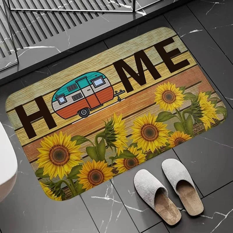 tapis sol antidérapant moderne camper arbre soleil floral extérieur entrée salon