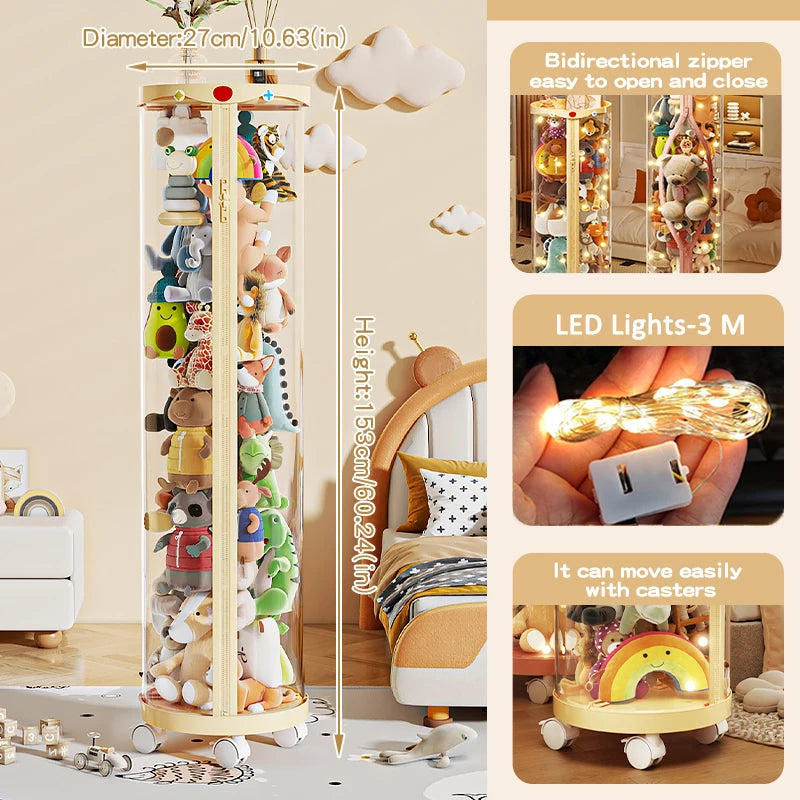 boîte jouets rotative transparente moderne roulettes multicolore organisateur enfant plastique respectueux environnement
