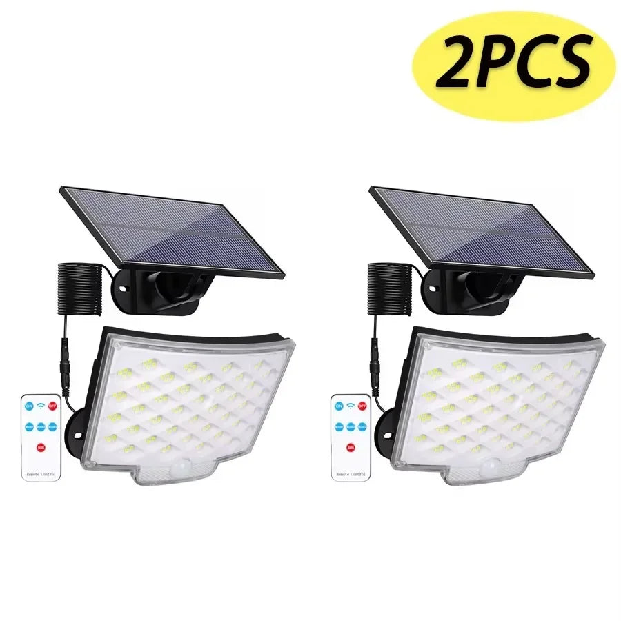 lampe solaire murale moderne capteur mouvement télécommande ip65 étanche led noir bleu blanc