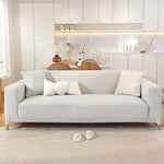 housse canapé polyester jacquard rayures verticales moderne beige clair salon lavable machine doux accueil
