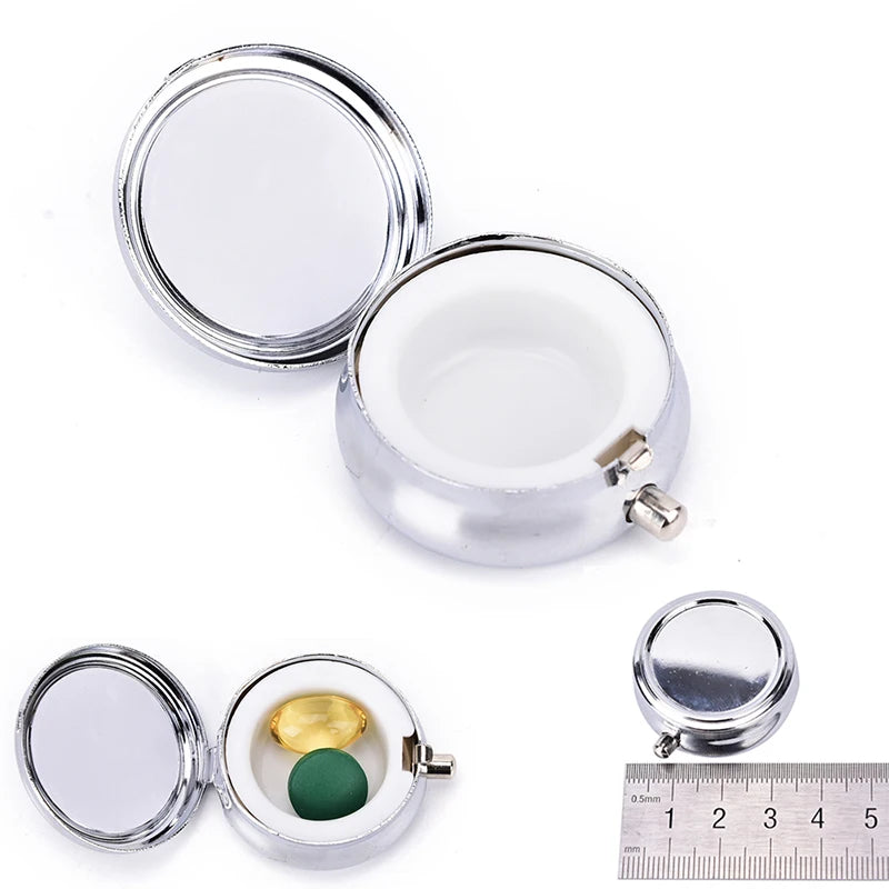 organisateur médicaments boîte pilules or blanc lisse brillant classique bouton pression portable voyage