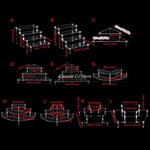 présentation transparente moderne support bijoux transparent sans motif grille tailles