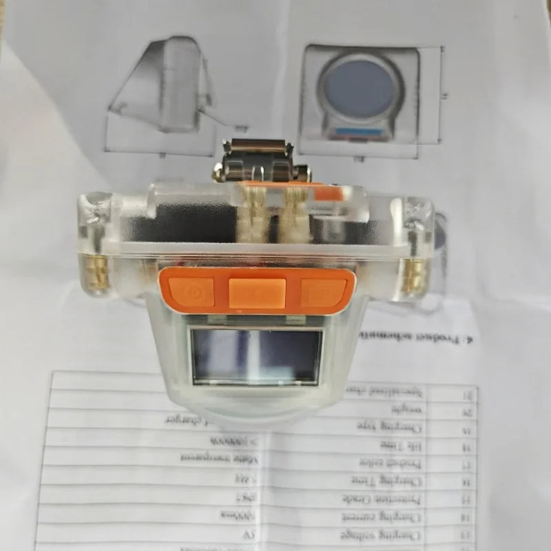 lampe torche transparente orange moderne clip batterie led 6600mah affichage numérique certifications ip67 haute
